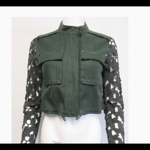 Elie Tahari cropped cotton linen jacket